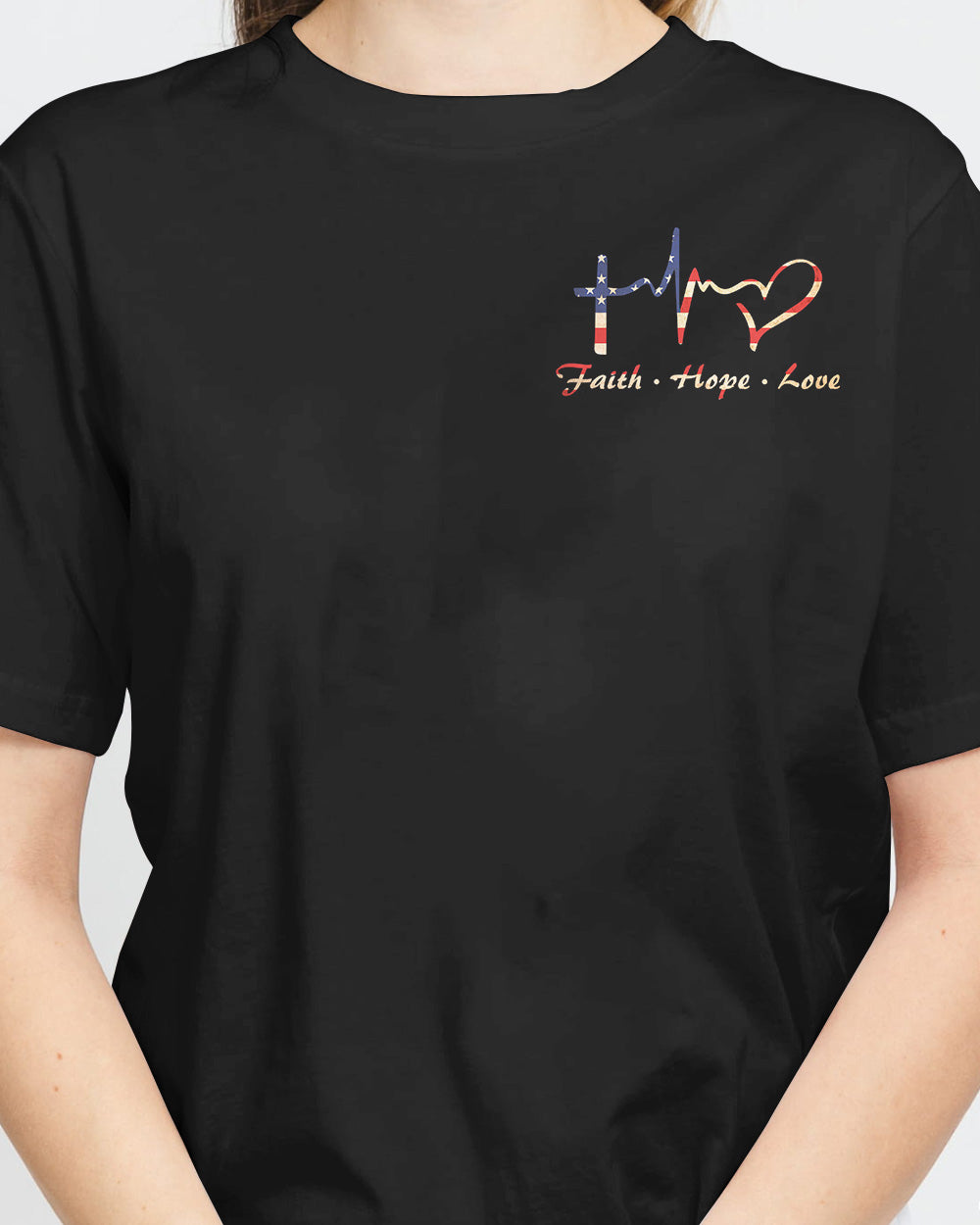 Stand For The Flag Kneel For The Cross America Flag Wings Women's Christian Tshirt