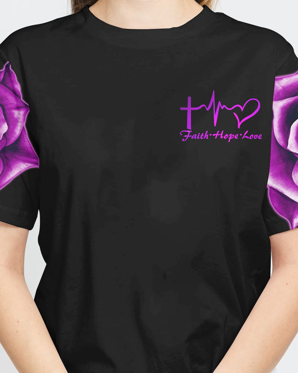 Faith Purple Rose Women's Christian Tshirt