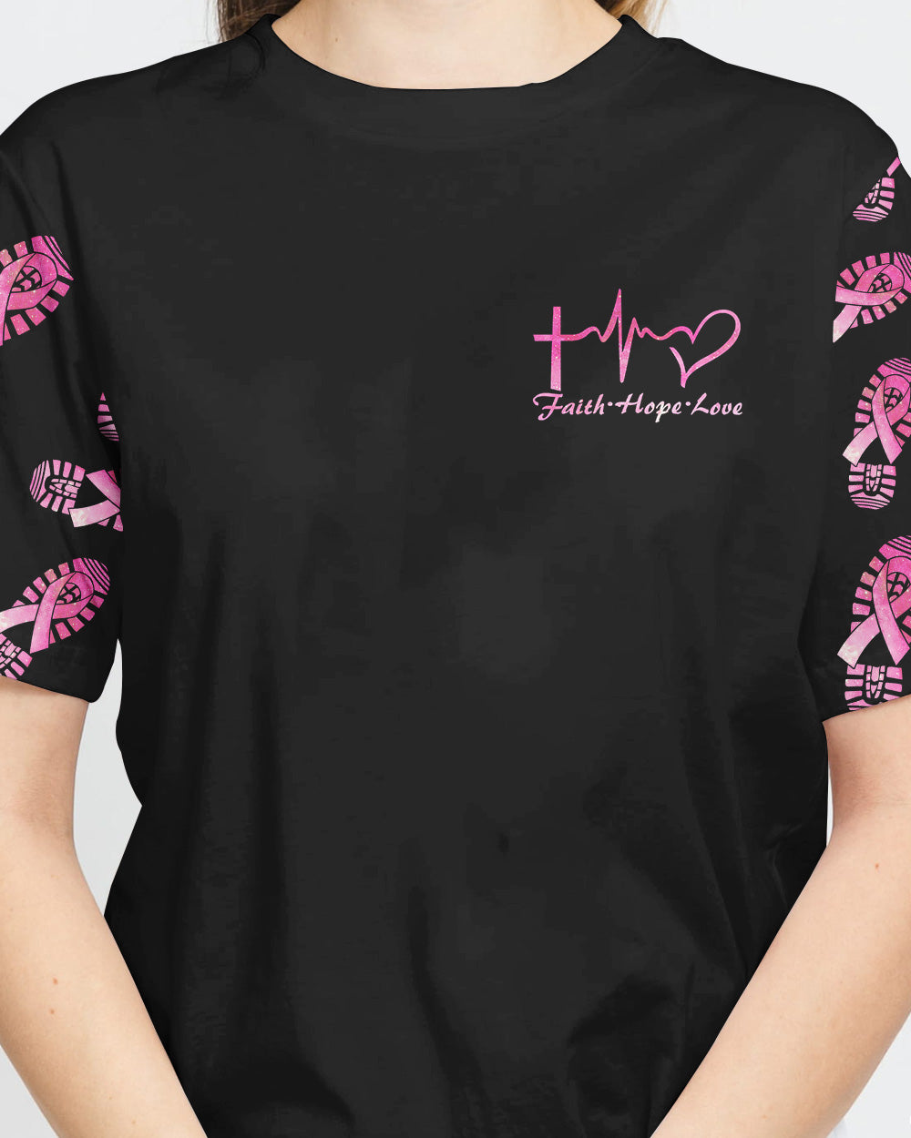 Walk By Faith Not By Sight Smoke Women's Breast Cancer Awareness Tshirt