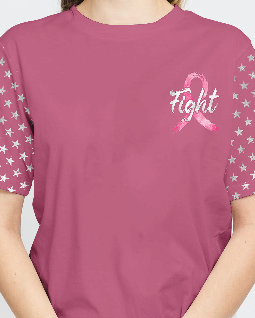 Fight Ribbon Silver Galaxy Flag Women's Breast Cancer Awareness Tshirt