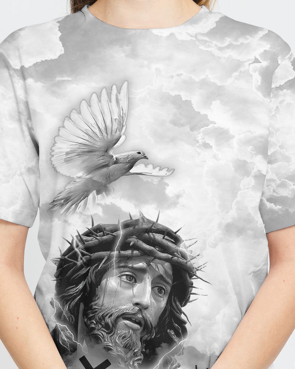 Miracle Worker Promise Keeper Light In The Darkness White Black Cross Women's Christian Tshirt