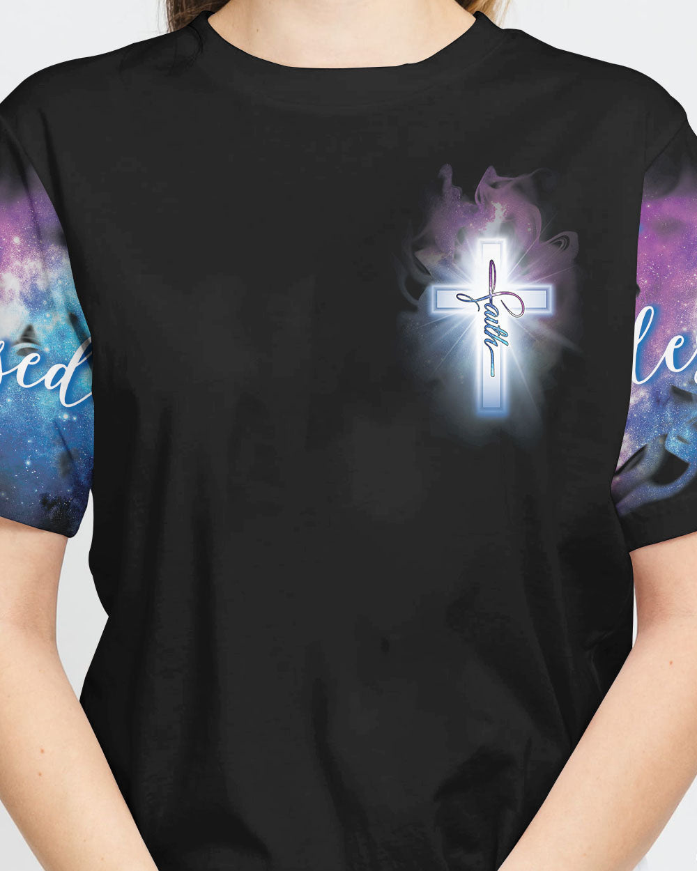 Faith Over Fear Jesus Galaxy Sky Women's Christian Tshirt
