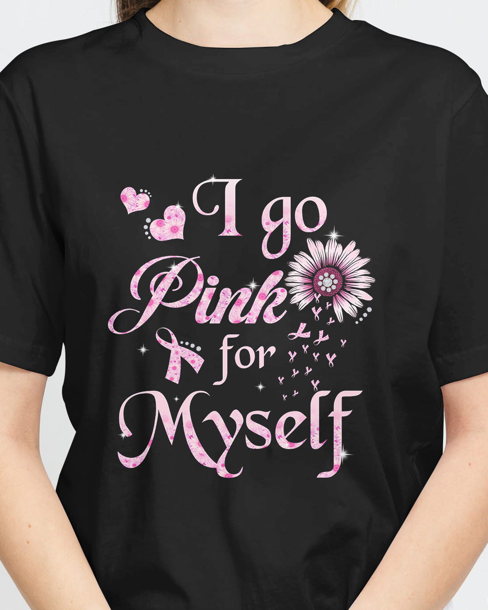 Never Give Up Pink Wings Daisy Women's Breast Cancer Awareness Tshirt