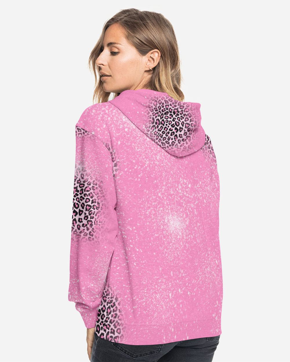 Fight For A Cure Pink Leopard Beached Women's Breast Cancer Awareness Hoodie
