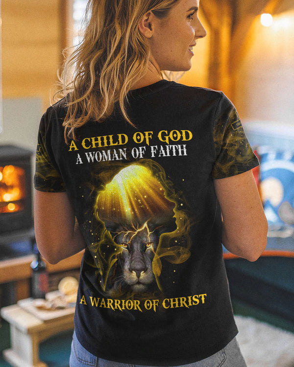 A Child Of God A Woman Of Faith Lion Girl Women's Christian Tshirt