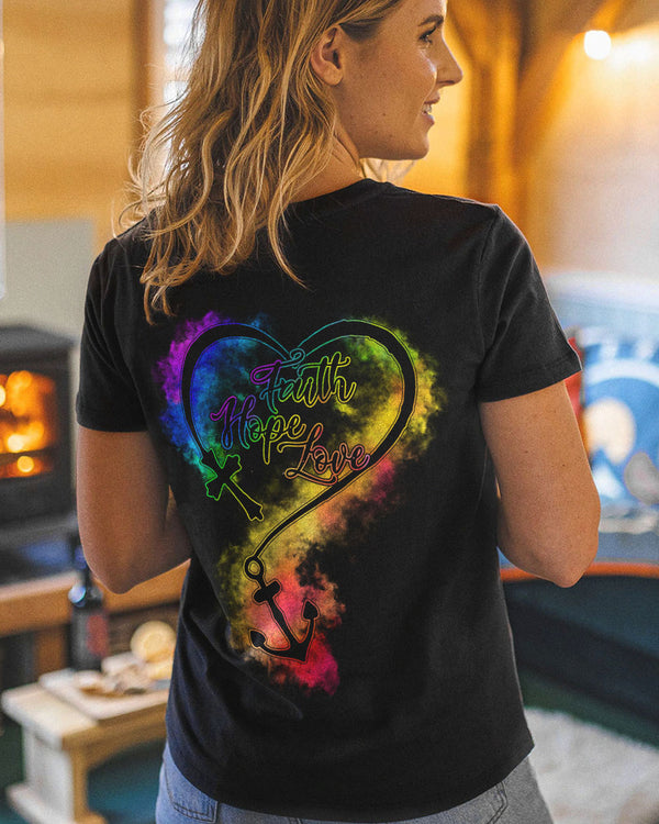 Faith Hope Love Cross Anchor Heart Women's Christian Tshirt