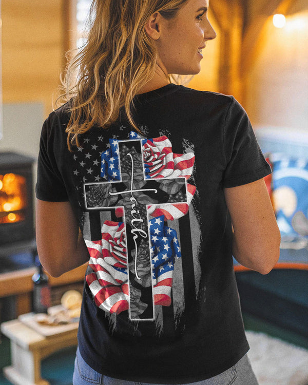 Faith Rose Us Flag Women's Christian Tshirt