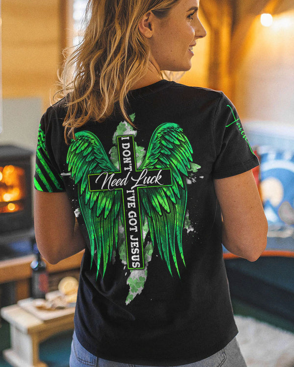 I Don't Need Luck I've Got Jesus Cross Wings Women's Christian Tshirt
