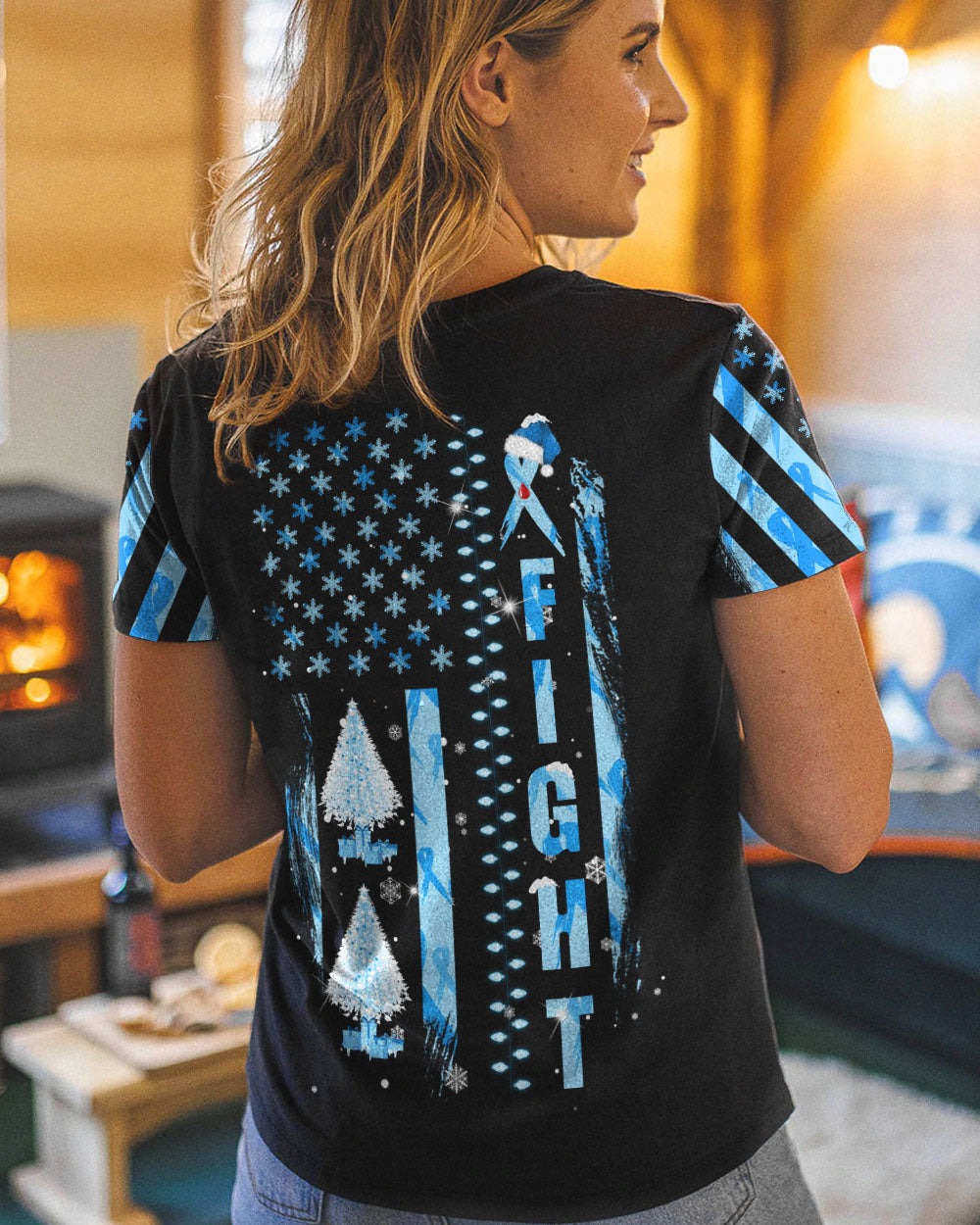 Fight Christmas Flag Women's Diabetes Awareness Tshirt
