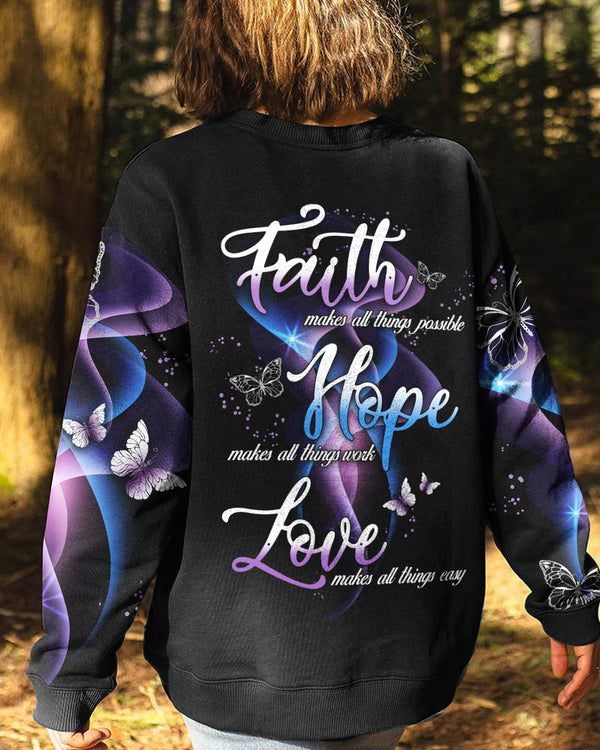 Faith Hope Love Butterfly Abstract Women's Christian Sweatshirt