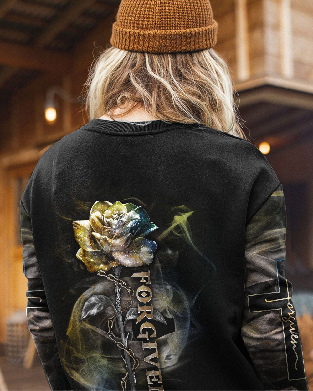 Jesus Rose Forgiven Smoke Women's Christian Sweatshirt