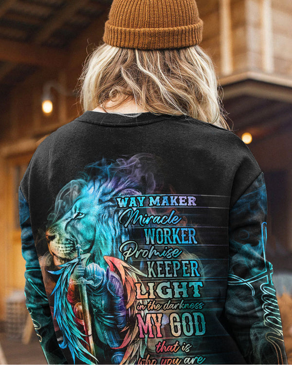 Faith Jesus Lion Warrior Colorful Smoke Women's Christian Sweatshirt
