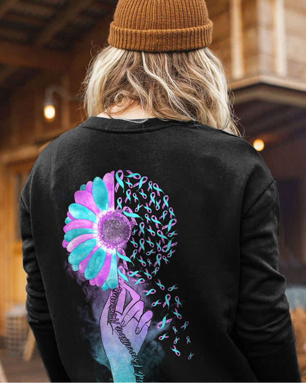 Colorful Ribbon Half Flower Smoke Women's Suicide Prevention Awareness Sweatshirt