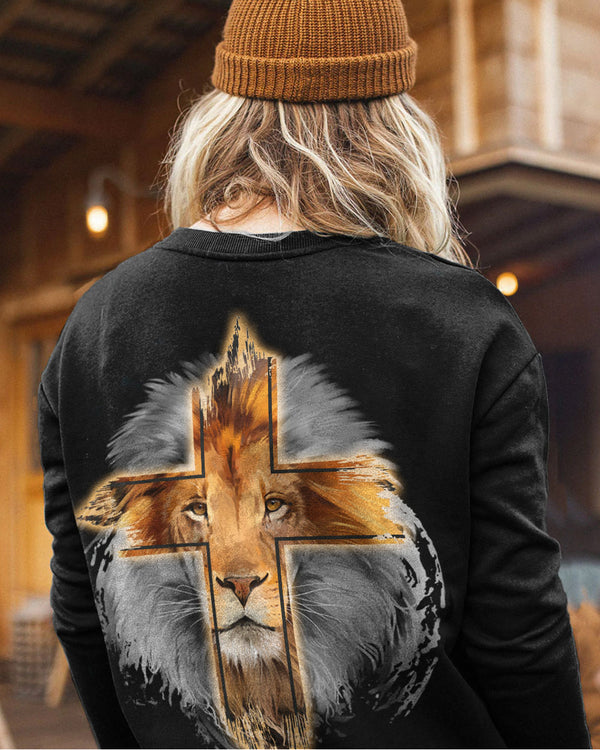 I Am Who You Say I Am Faith Cross Lion Women's Christian Sweatshirt
