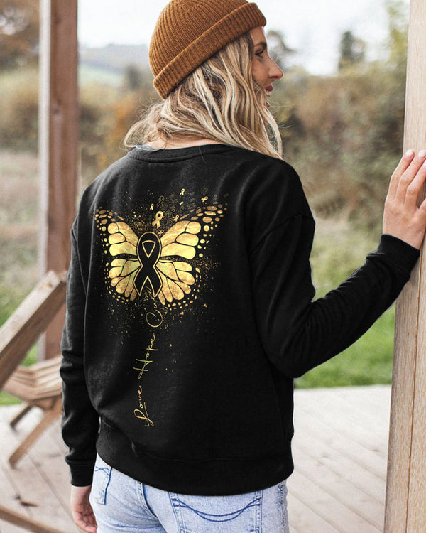 Love Hope Cure Butterfly Ribbon Women's Childhood Cancer Awareness Sweatshirt