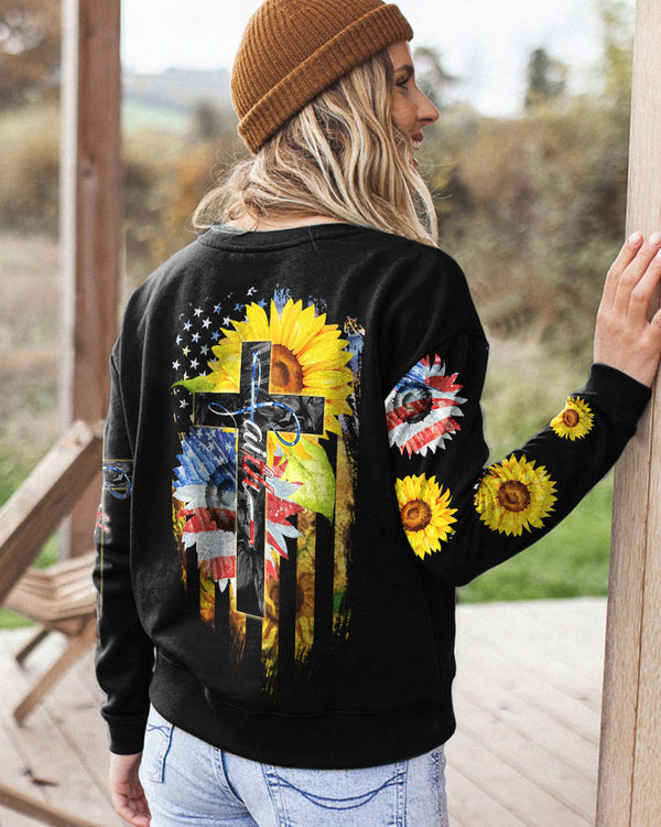Sunflower America Faith Flag Women's Christian Sweatshirt