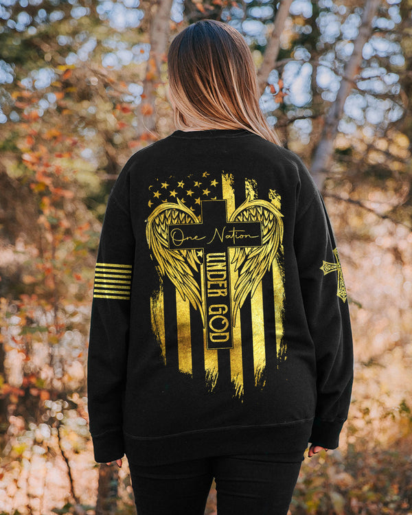 Only God Can Judge Me One Nation Under God Cross Flag Women's Christian Sweatshirt