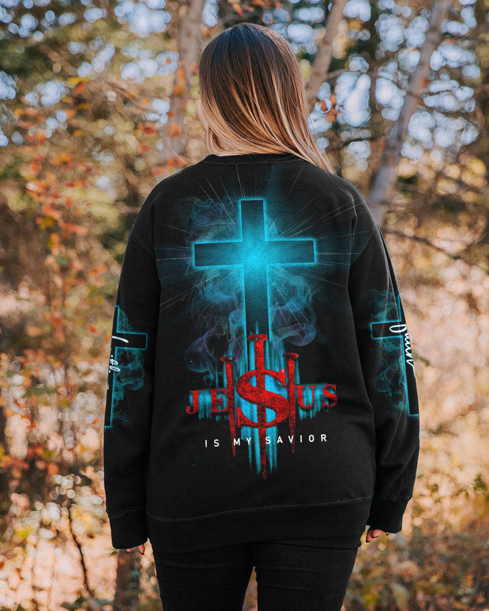 Jesus Is My Savior Cross Light Smoke Women's Christian Sweatshirt