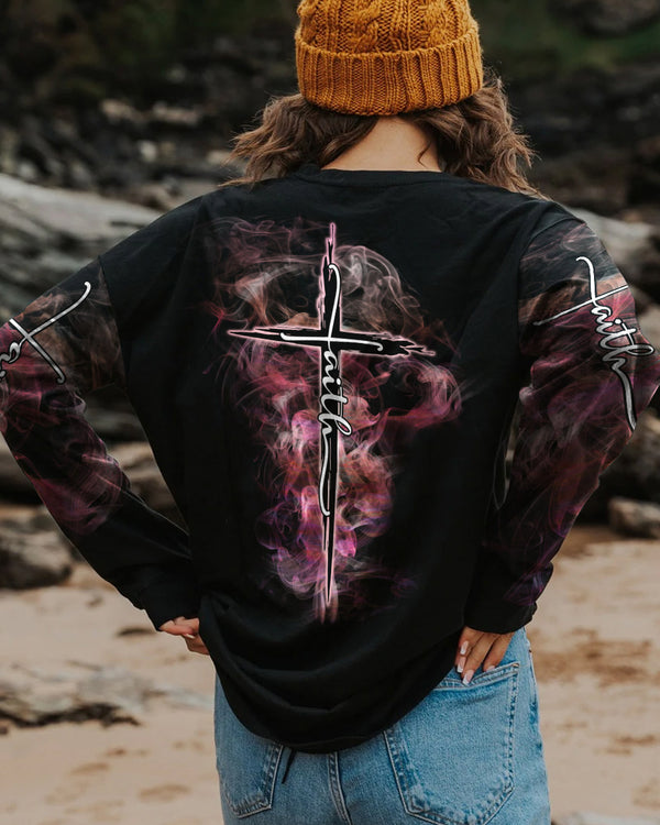 Faith Cross Smoke Women's Christian Sweatshirt
