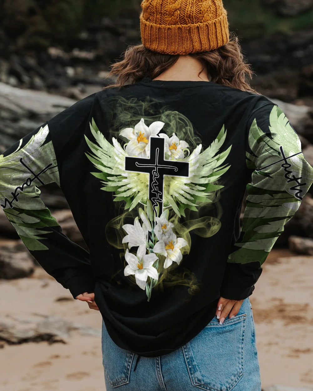 Faith Cross Lily Women's Christian Sweatshirt
