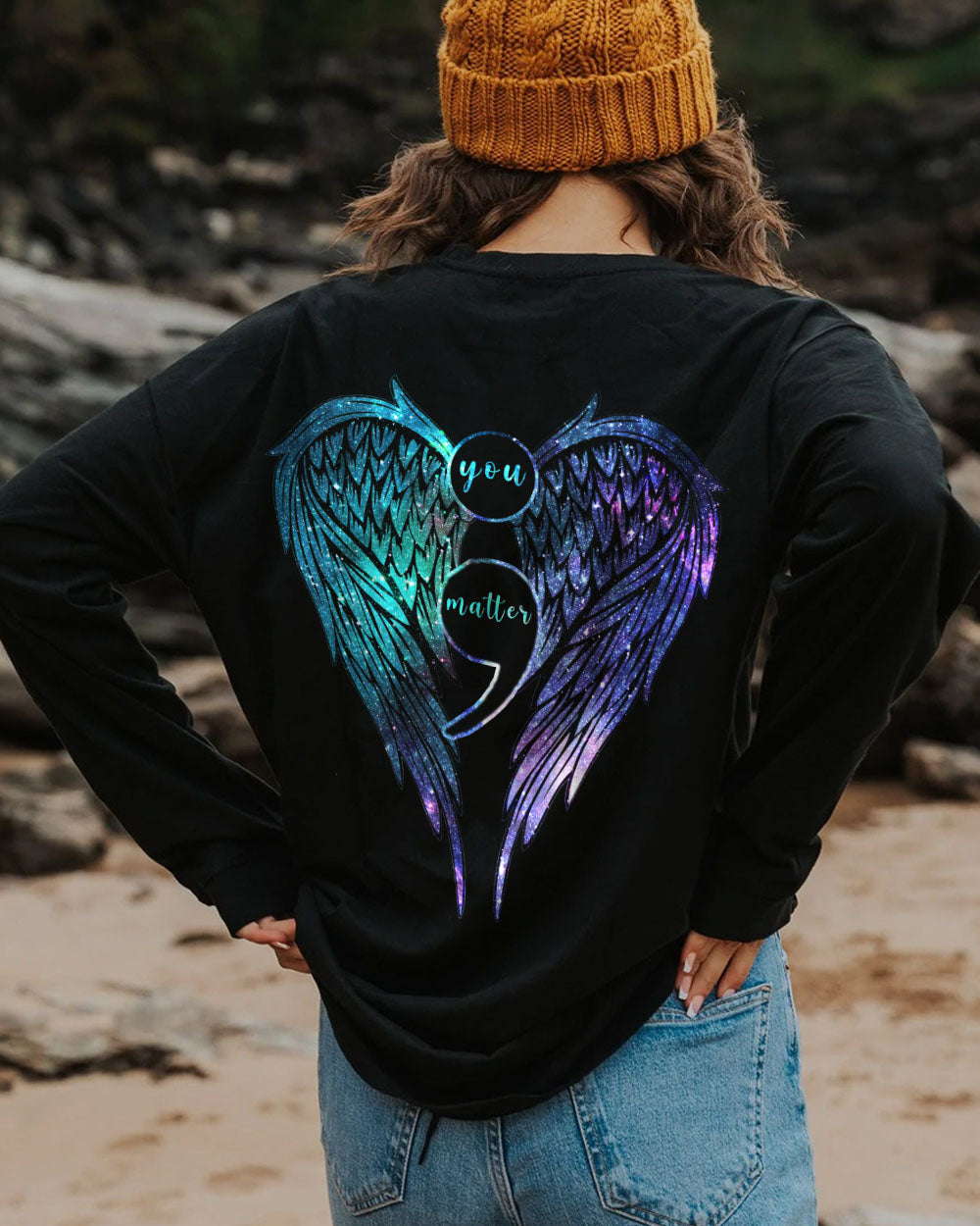 Galaxy You Matter Wings Women's Suicide Prevention Awareness Sweatshirt