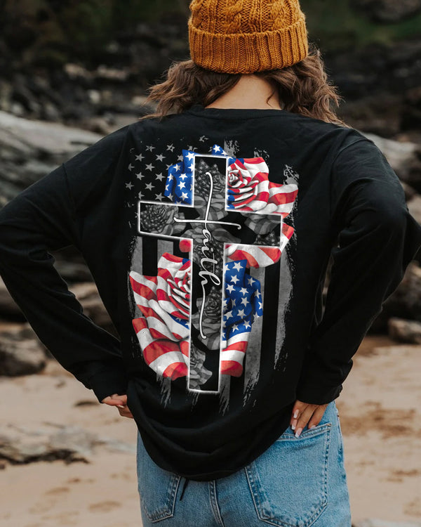 Faith Rose Us Flag Women's Christian Sweatshirt