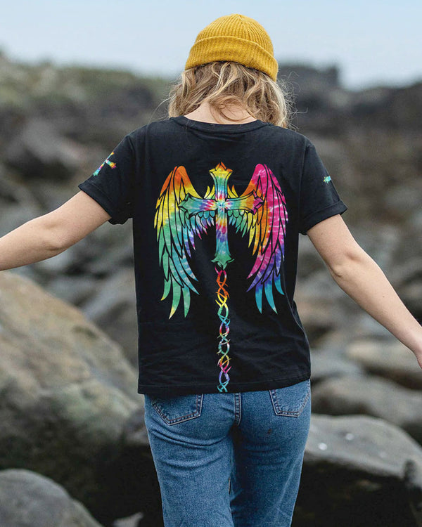 Faith Wings Cross Tie Dye Women's Christian Tshirt