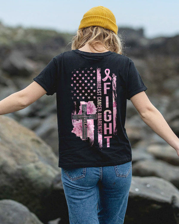 Fight Pink Ribbons Flag Women's Breast Cancer Awareness Tshirt