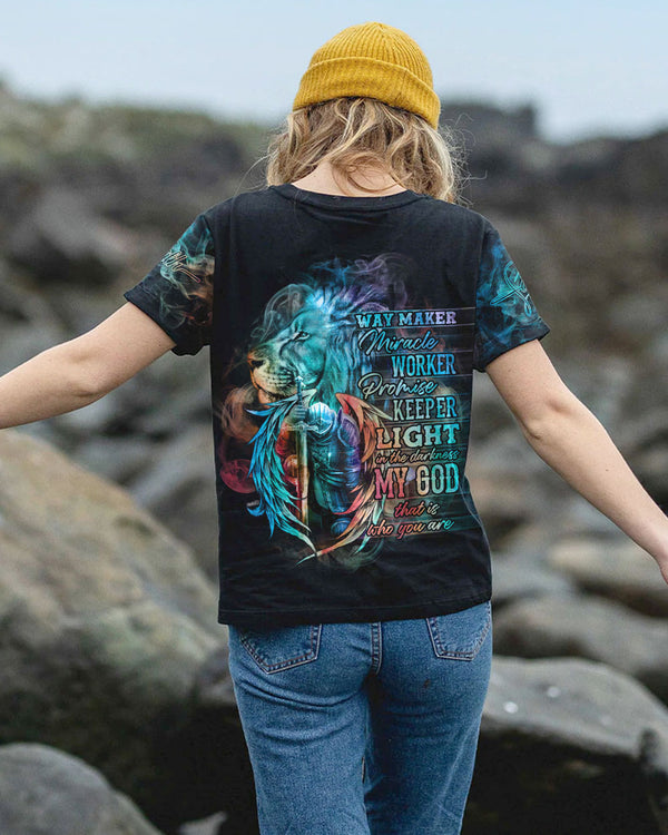 Faith Jesus Lion Warrior Colorful Smoke Women's Christian Tshirt