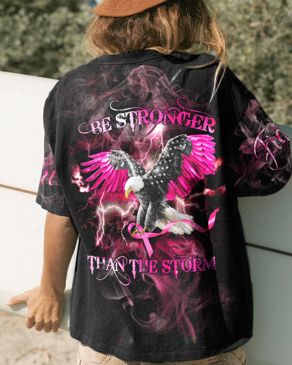 Be Stronger Than The Storm Eagle Pink Smoke Women's Breast Cancer Awareness Tshirt
