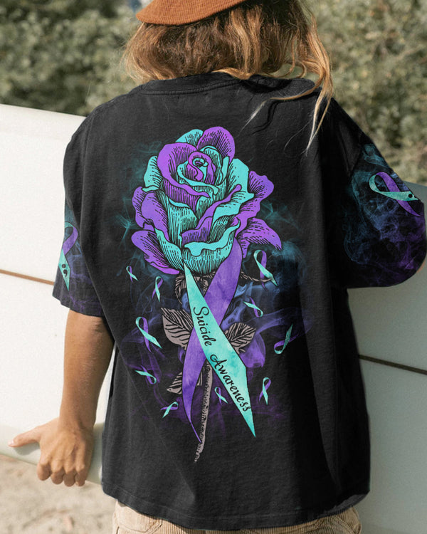 Rose Ribbon Smoke Women's Suicide Prevention Awareness Tshirt