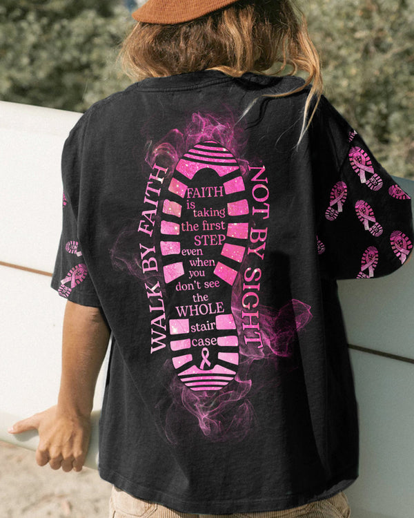 Walk By Faith Not By Sight Smoke Women's Breast Cancer Awareness Tshirt