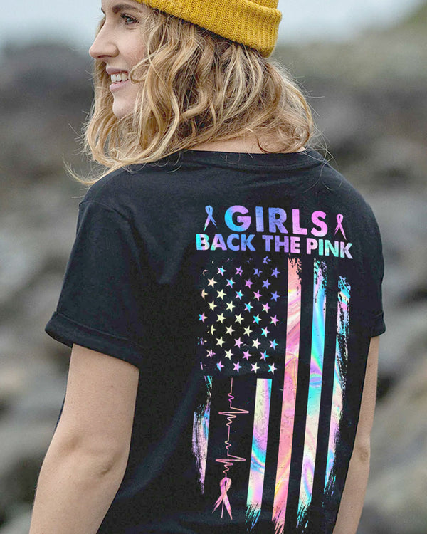 Girls Back The Pink I've Got Your Six Holo Flag Women's Breast Cancer Awareness Tshirt