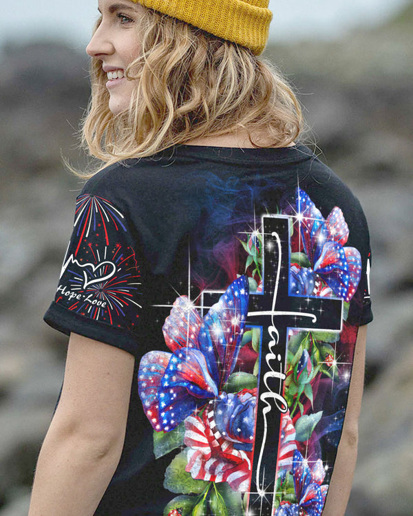 Jesus Faith Over Fear Vintage Watercolor Women's Christian Tshirt