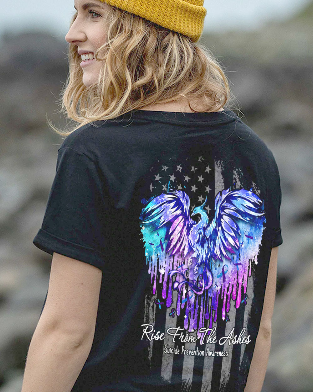 Rise From The Ashes Flag Women's Suicide Prevention Awareness Tshirt