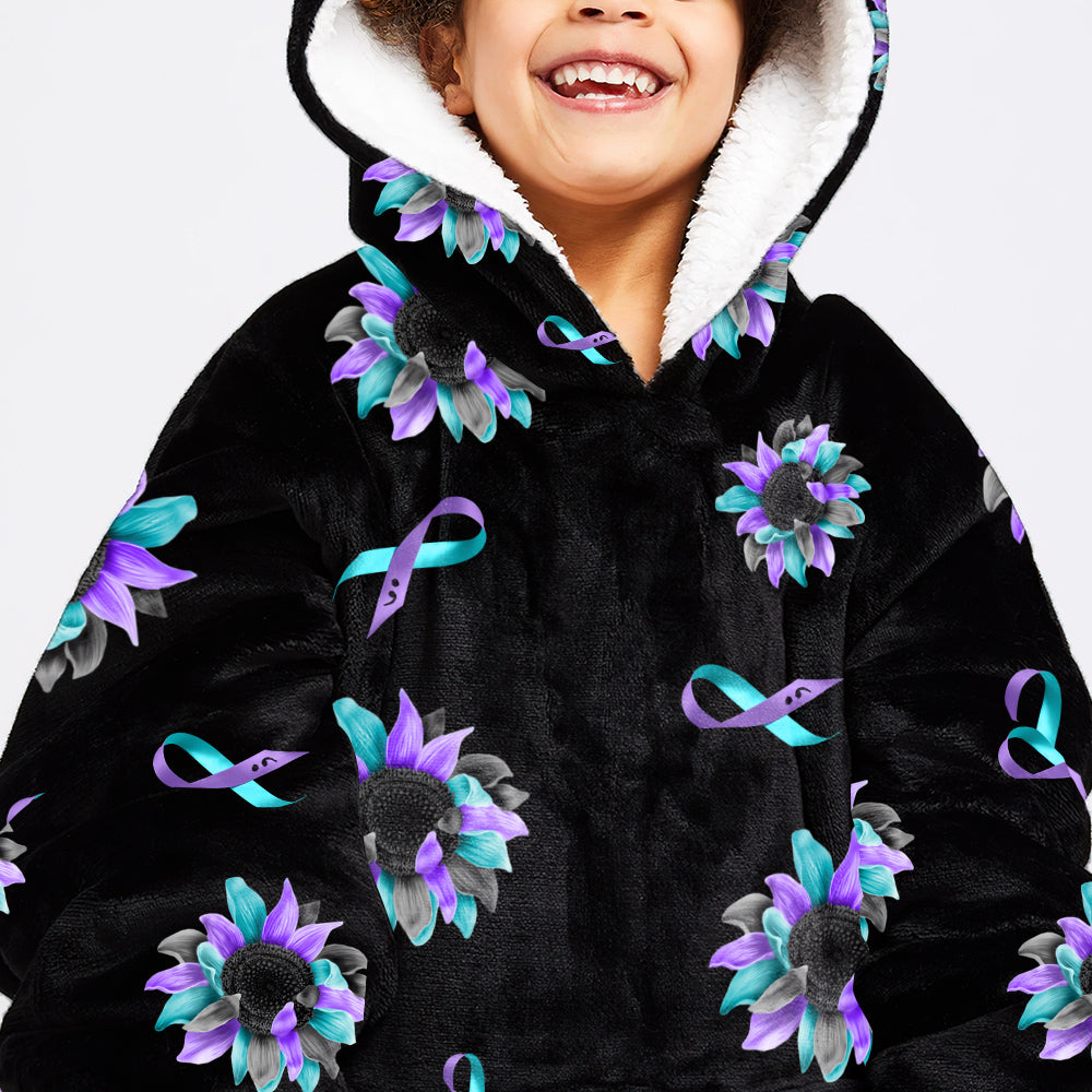 Sunflower Suicide Prevention Awareness Sherpa Blanket Hoodie - Tlnh2308214ki