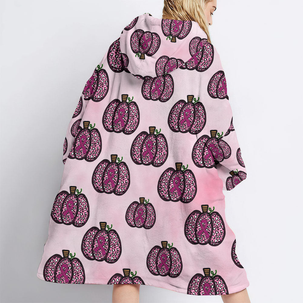 Pumpkin Breast Cancer Awareness Sherpa Blanket Hoodie - Tlnx1709212ki