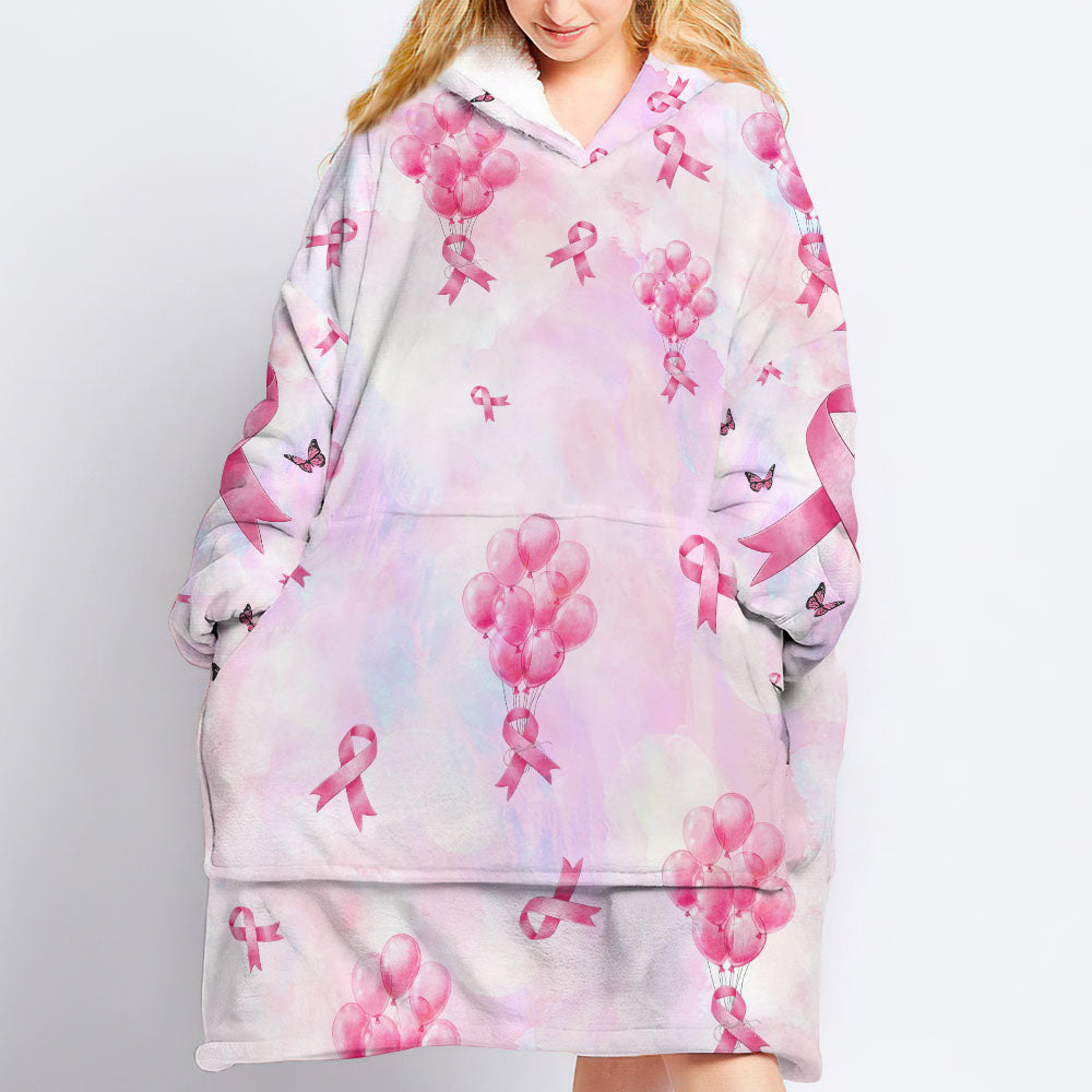 Breast Cancer Awareness  Cancer Balloon Sherpa Blanket Hoodie - Tlnh0110211ki