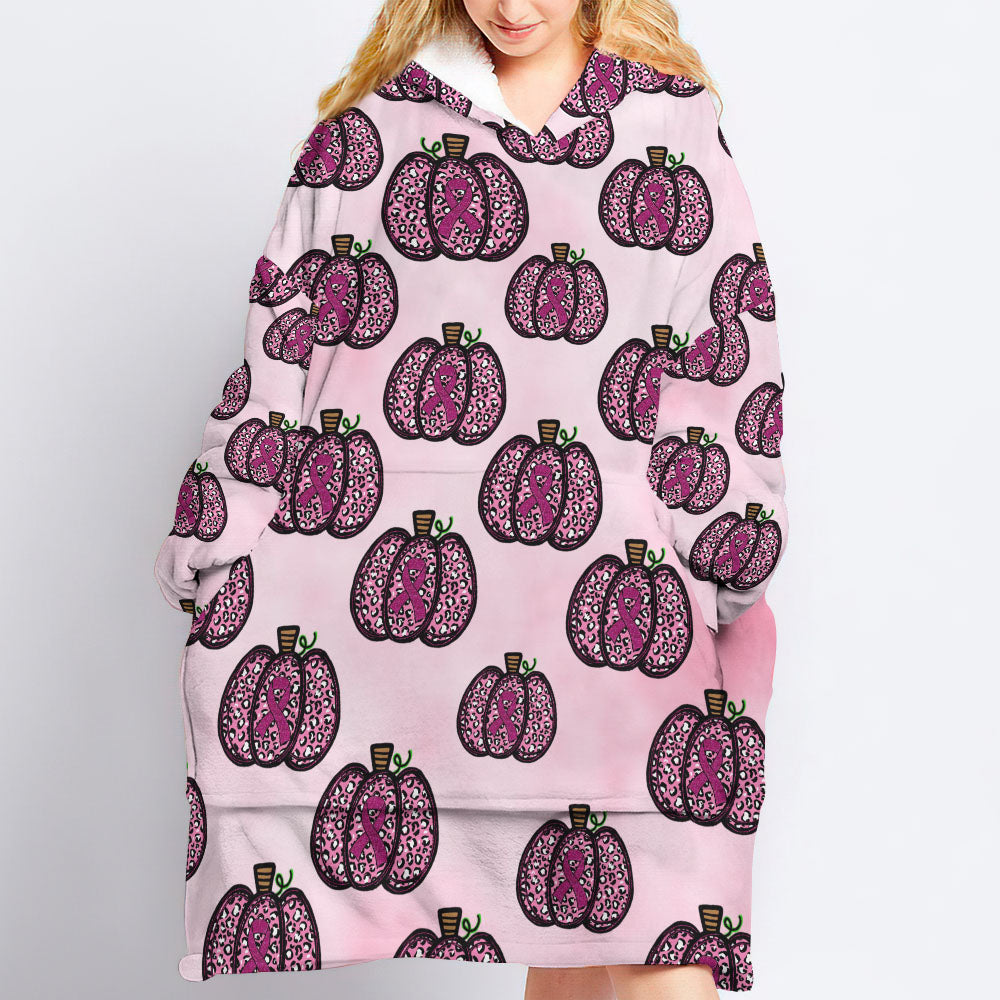 Pumpkin Breast Cancer Awareness Sherpa Blanket Hoodie - Tlnx1709212ki