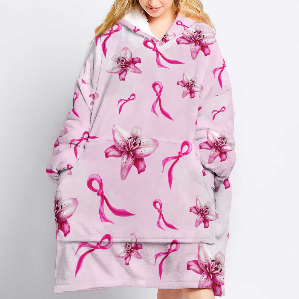 Breast Cancer Awareness Tyler Lily Sherpa Blanket Hoodie - Tr2308215ki
