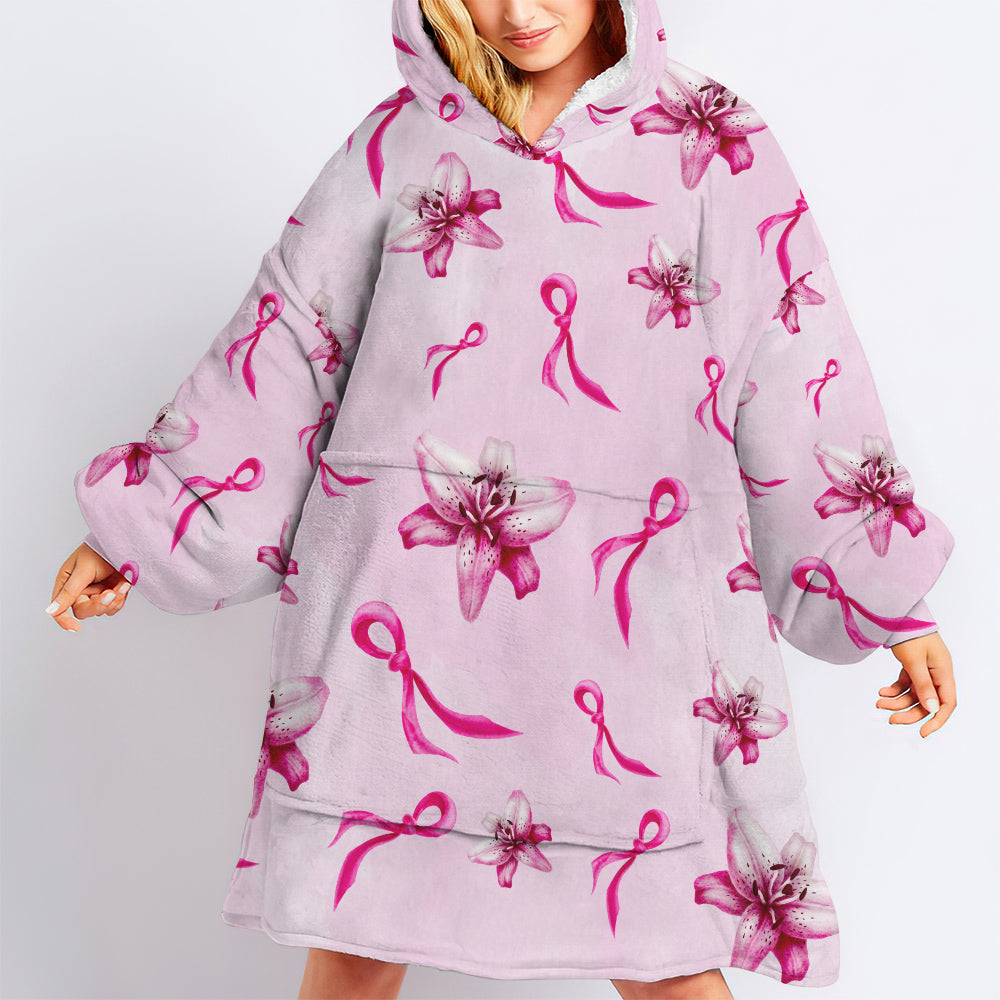Breast Cancer Awareness Tyler Lily Sherpa Blanket Hoodie - Tr2308215ki