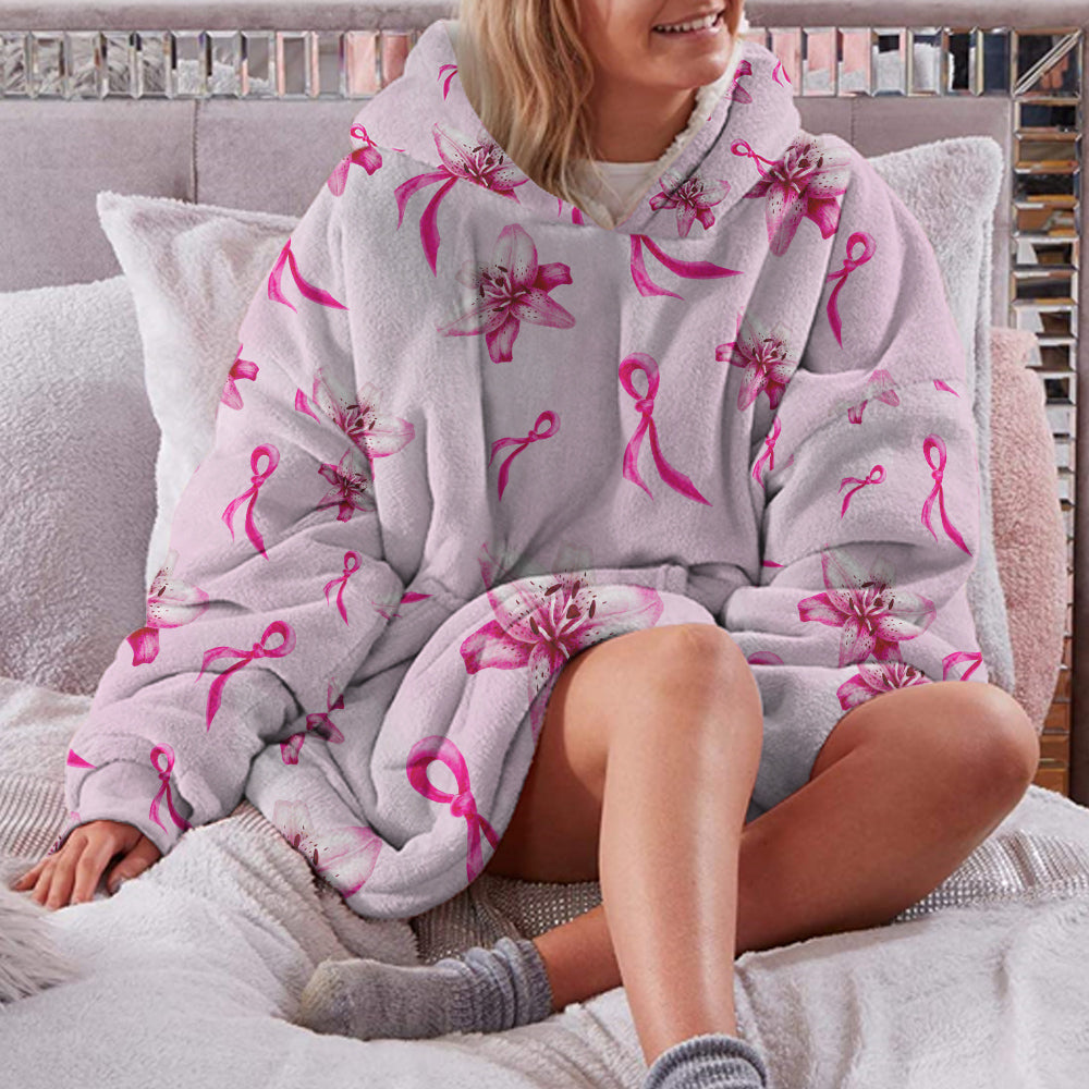 Breast Cancer Awareness Tyler Lily Sherpa Blanket Hoodie - Tr2308215ki