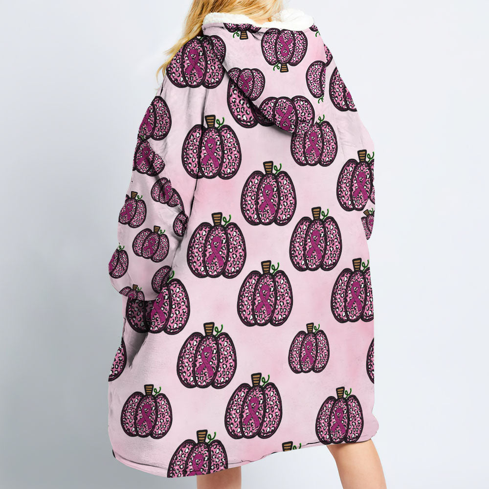 Pumpkin Breast Cancer Awareness Sherpa Blanket Hoodie - Tlnx1709212ki