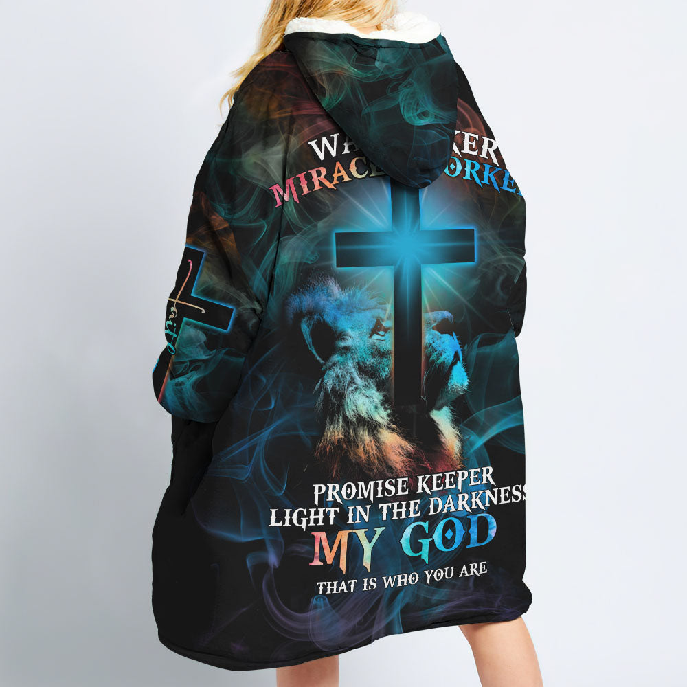 Lion Cross Light Colorful Sherpa Blanket Hoodie - Tltm1809214ki