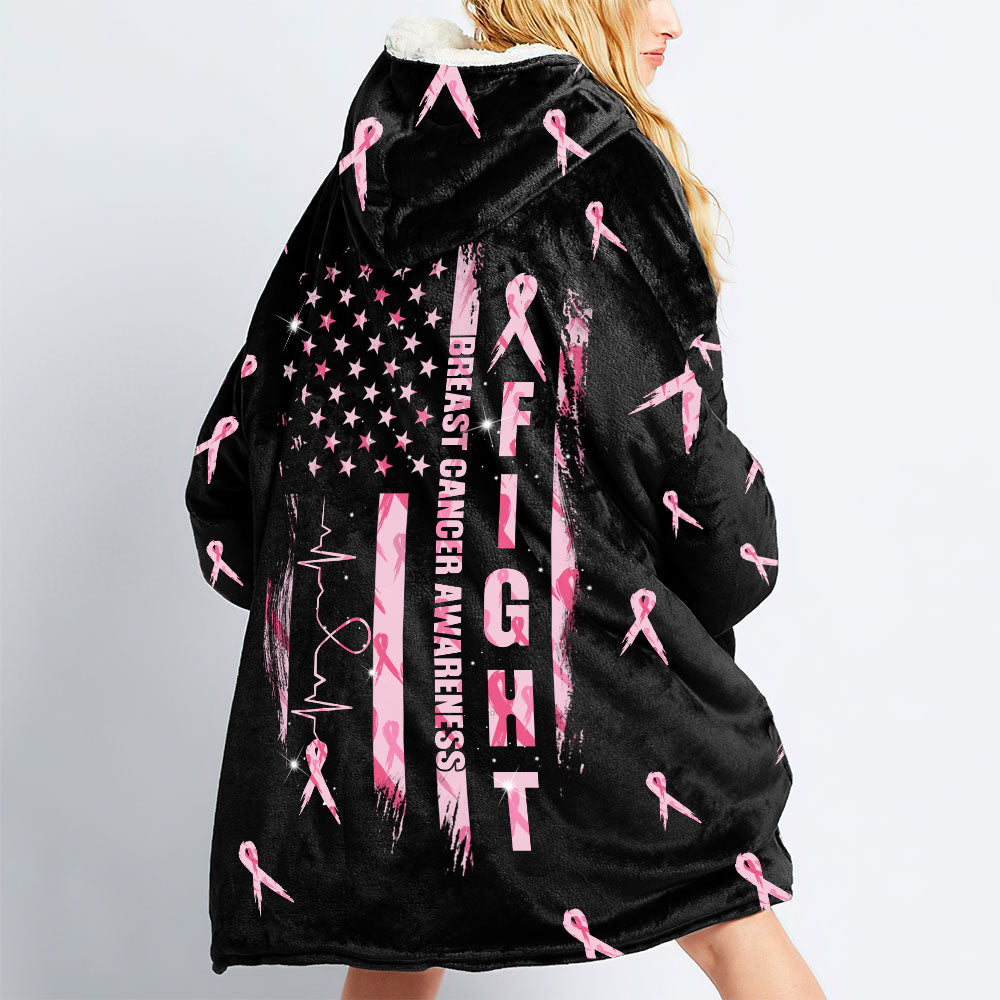 Fight Breast Cancer Awareness Sherpa Blanket Hoodie - Lahn1009213ki