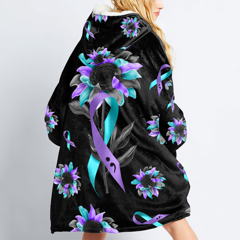 Sunflower Suicide Prevention Awareness Sherpa Blanket Hoodie - Tlnh2308214ki