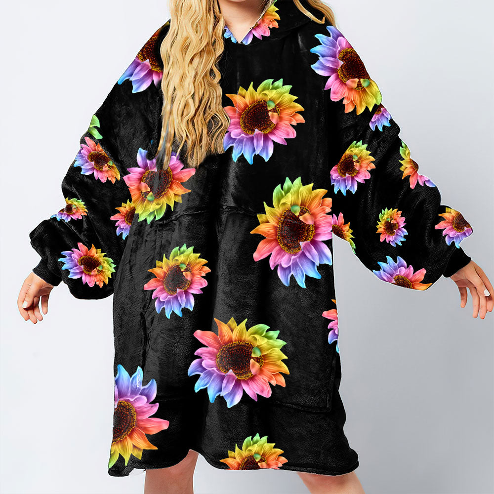 Colorful Sunflower Faith Sherpa Blanket Hoodie - Tlnh2009213