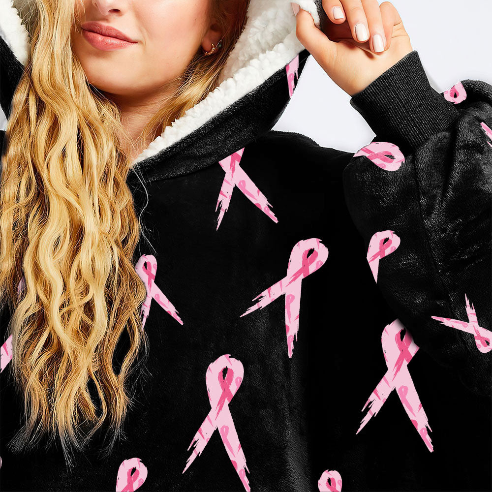 Fight Breast Cancer Awareness Sherpa Blanket Hoodie - Lahn1009213ki