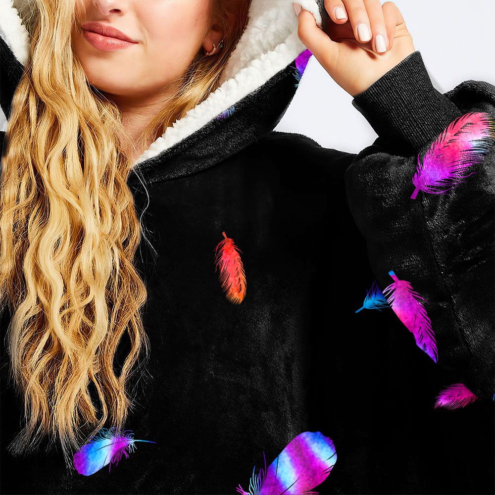 Faith Wings Colorful Sherpa Blanket Hoodie - Latg1109214ki