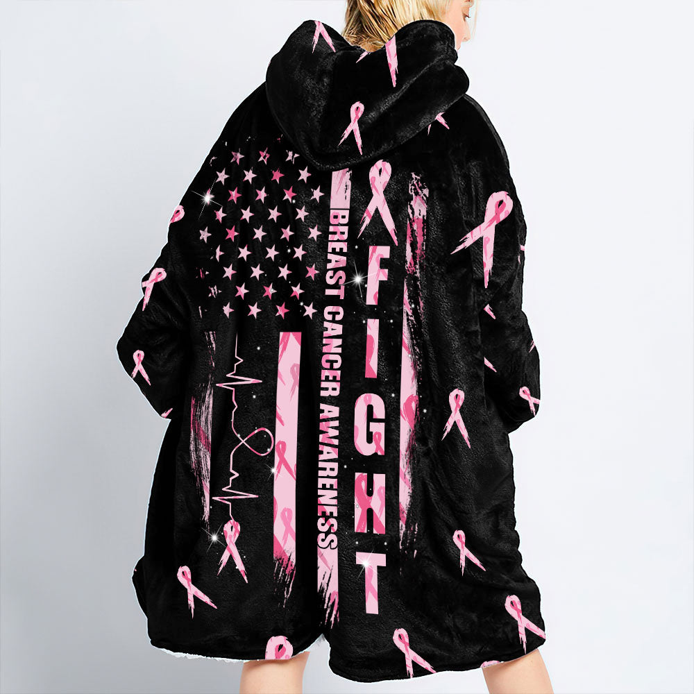Fight Breast Cancer Awareness Sherpa Blanket Hoodie - Lahn1009213ki